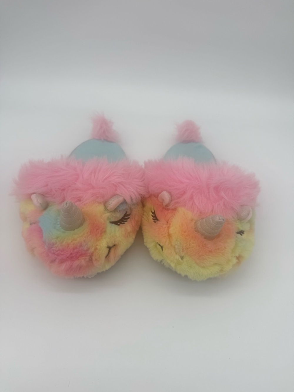 Kids Plush Unicorn Slippers - Pink Multi